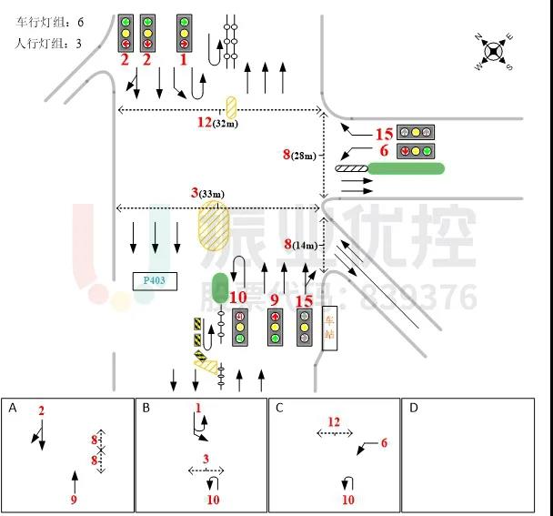 圖3 105國道-香江動(dòng)物園路口基礎(chǔ)信息圖(優(yōu)化前)
