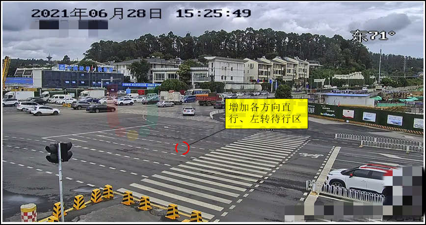 圖7 路口增加各方向左轉(zhuǎn)、直行待行區(qū)